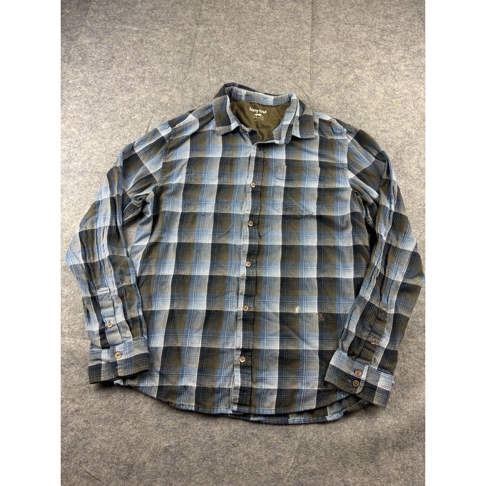Horny Toad Button Down Flannel Shirt Men's M Plaid Organic Cotton Outdoors‎ SEE